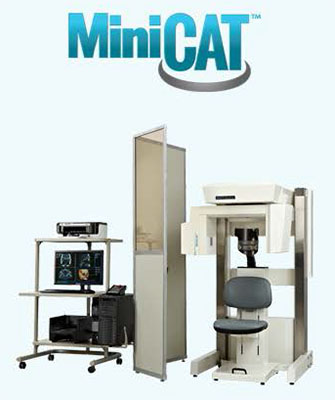 The Xoran MiniCAT is a compact, upright volume computer tomography system designed for high-resolution bone window imaging of the sinuses, temporal bones and skull base. MiniCAT